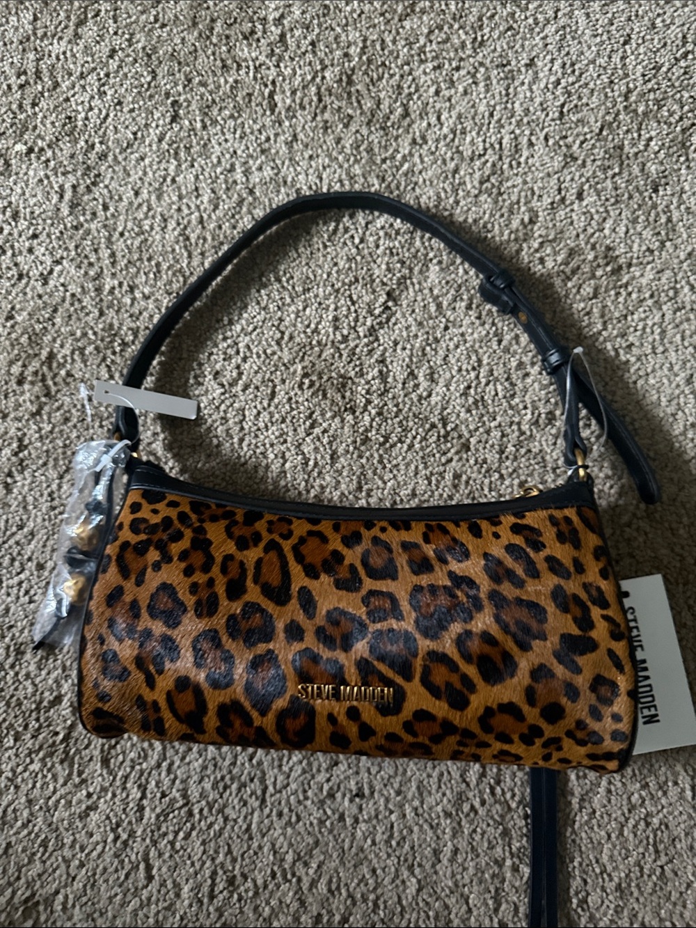 UNWORN Steve Madden Leopard-Print Shoulder Bag in Brown and Black